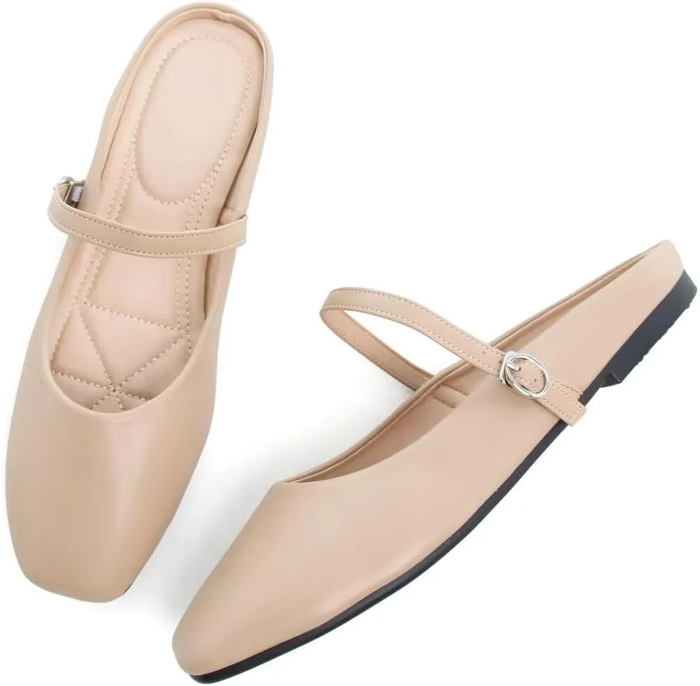 Stunner Women's Mary Jane Flats Fashion Round Toe Ballet Flats Comfort Slip On Flats Buckle Strap Dress Flats