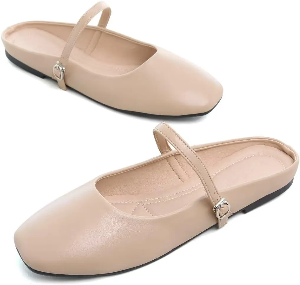 Stunner Women's Mary Jane Flats Fashion Round Toe Ballet Flats Comfort Slip On Flats Buckle Strap Dress Flats