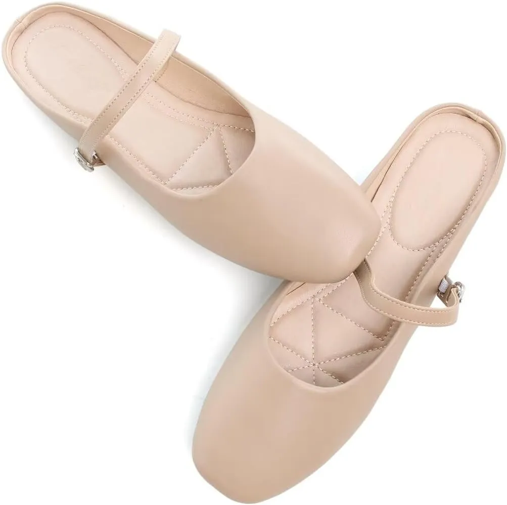 Stunner Women's Mary Jane Flats Fashion Round Toe Ballet Flats Comfort Slip On Flats Buckle Strap Dress Flats