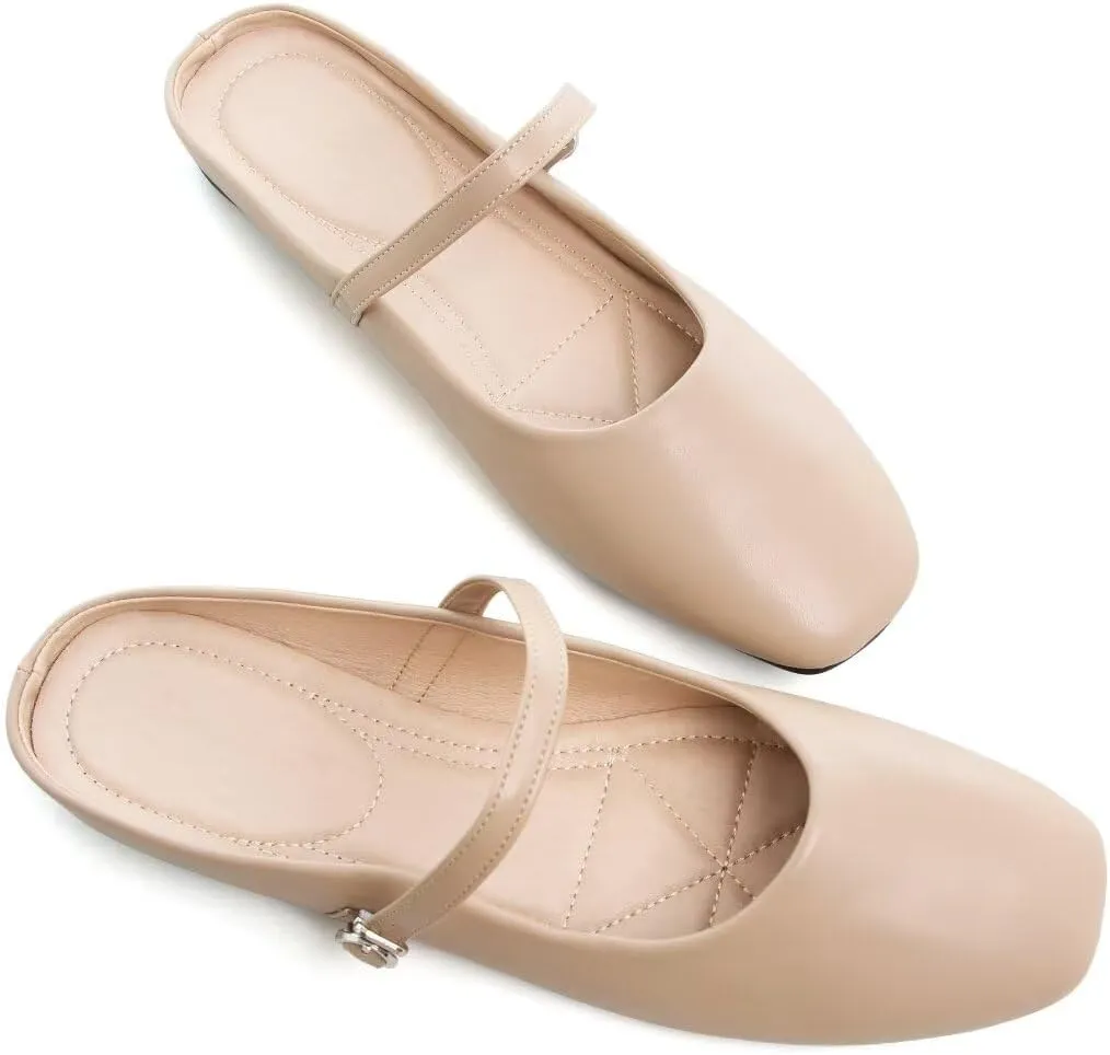 Stunner Women's Mary Jane Flats Fashion Round Toe Ballet Flats Comfort Slip On Flats Buckle Strap Dress Flats