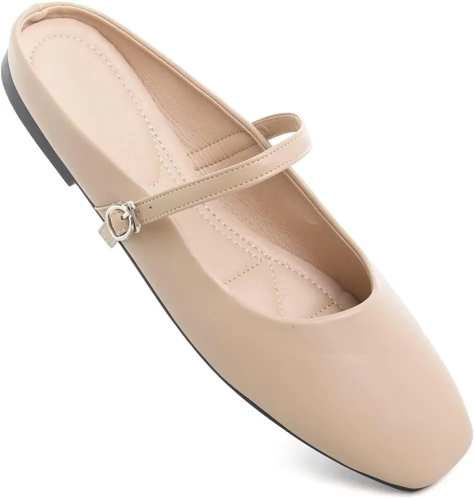 Stunner Women's Mary Jane Flats Fashion Round Toe Ballet Flats Comfort Slip On Flats Buckle Strap Dress Flats