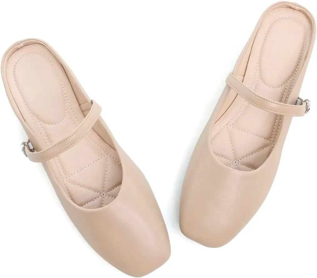 Stunner Women's Mary Jane Flats Fashion Round Toe Ballet Flats Comfort Slip On Flats Buckle Strap Dress Flats