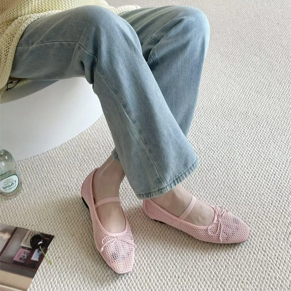 Stunner Women's Mary Jane Flats Fashion Square Toe Soft Ballet Flats Comfort One Line Strap Dress Flats