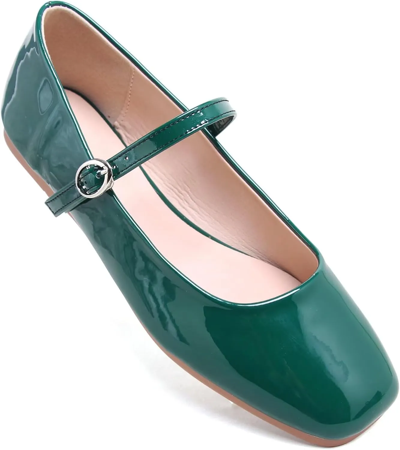 Stunner Women's Mary Jane Flats Retro Square Toe Soft Ballet Flats Comfort Double Line Strap Wedding Dressy Flats 2