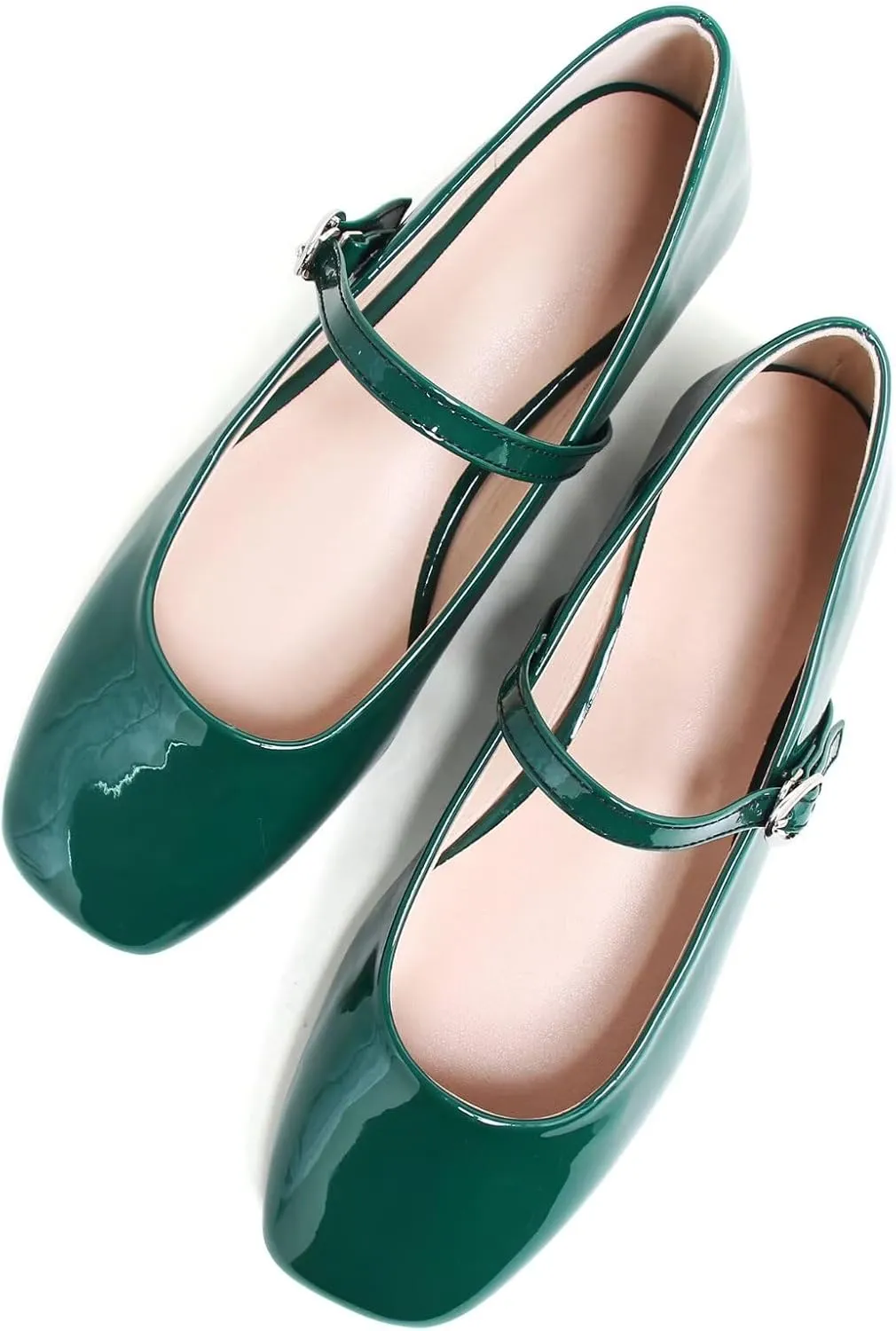 Stunner Women's Mary Jane Flats Retro Square Toe Soft Ballet Flats Comfort Double Line Strap Wedding Dressy Flats 2
