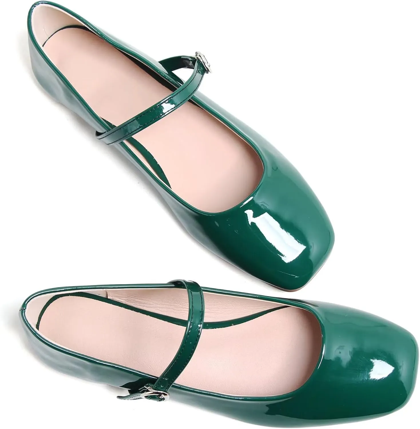 Stunner Women's Mary Jane Flats Retro Square Toe Soft Ballet Flats Comfort Double Line Strap Wedding Dressy Flats 2
