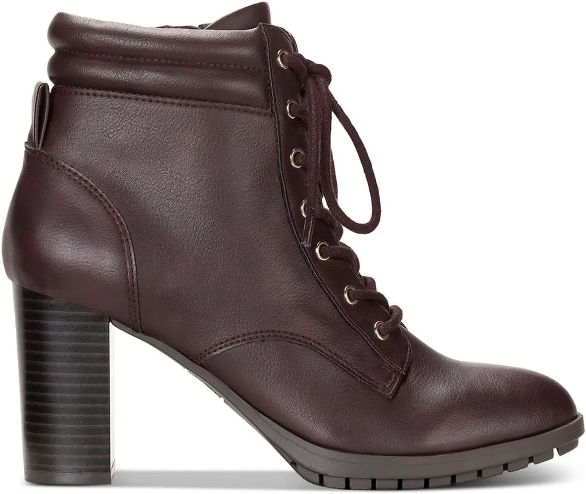 Style & Co. Womens Laurellee Faux Leather Zipper Combat & Lace-Up Boots