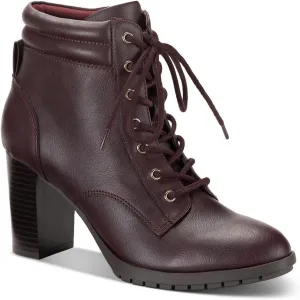 Style & Co. Womens Laurellee Faux Leather Zipper Combat & Lace-Up Boots