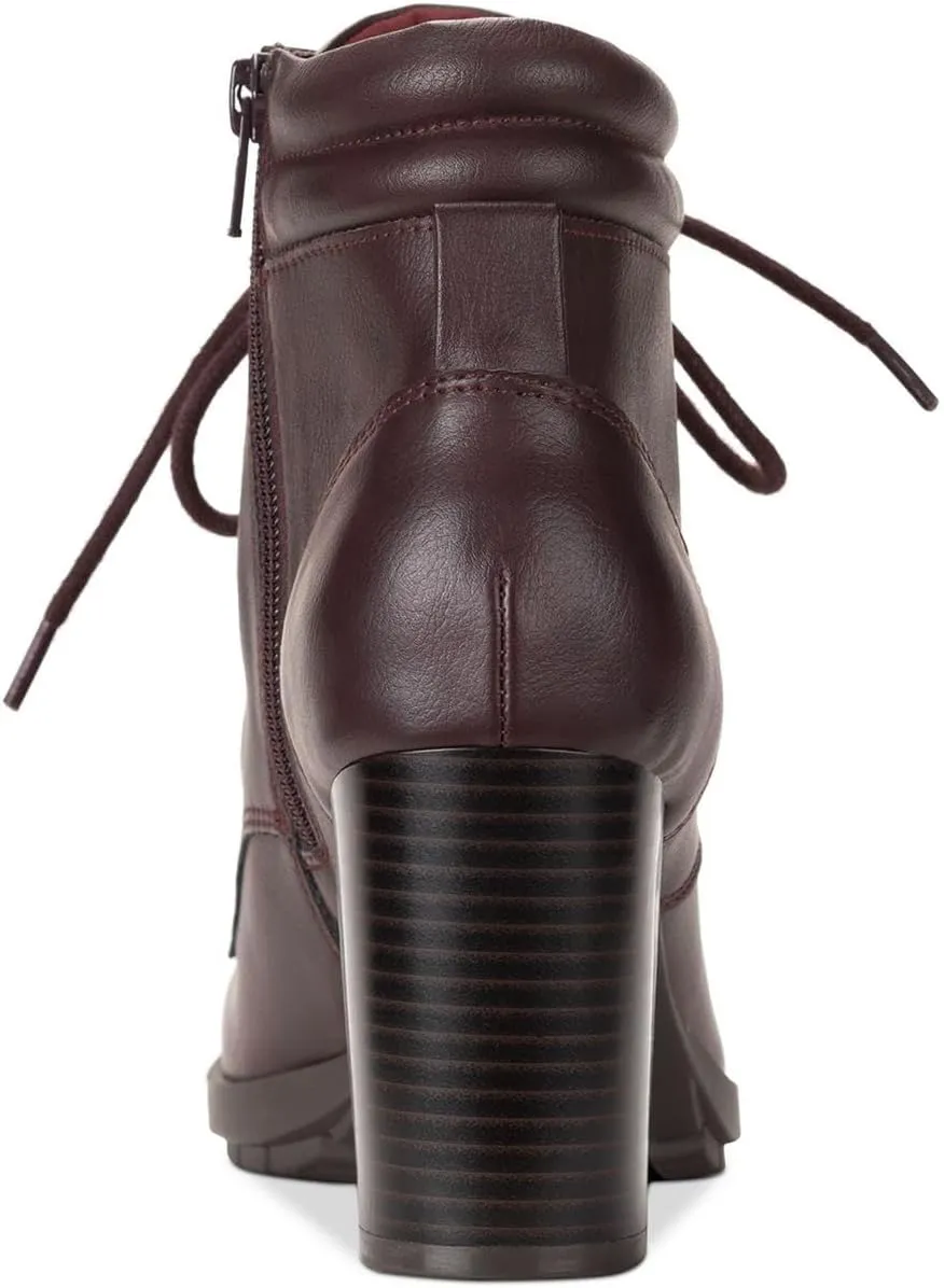 Style & Co. Womens Laurellee Faux Leather Zipper Combat & Lace-Up Boots