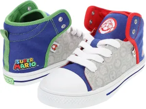 SUPER MARIO Brothers Mario Luigi Kids Shoe, Nintendo Hi Top Sneaker Laces,Toddlers Kids, Size 7 to 12