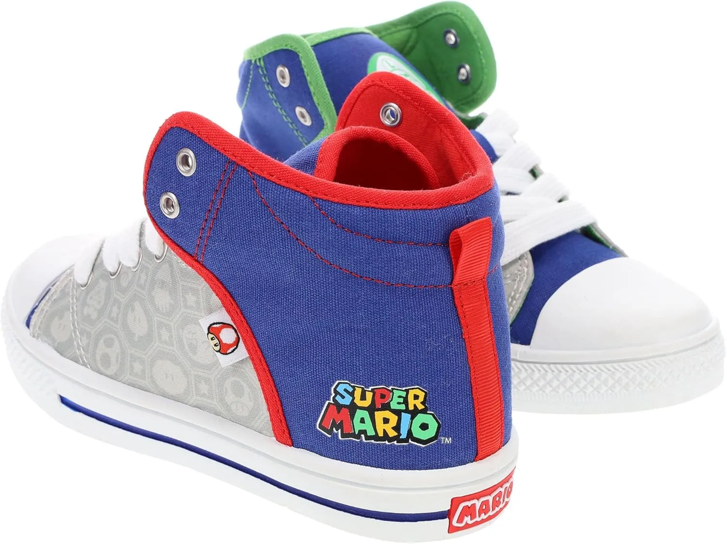 SUPER MARIO Brothers Mario Luigi Kids Shoe, Nintendo Hi Top Sneaker Laces,Toddlers Kids, Size 7 to 12