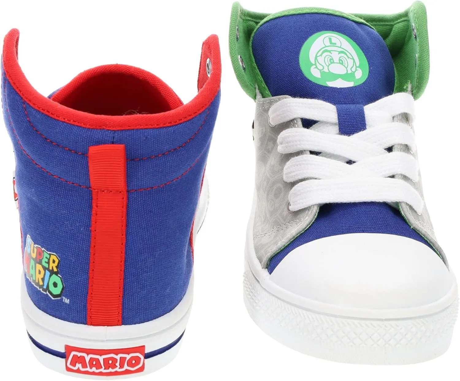 SUPER MARIO Brothers Mario Luigi Kids Shoe, Nintendo Hi Top Sneaker Laces,Toddlers Kids, Size 7 to 12
