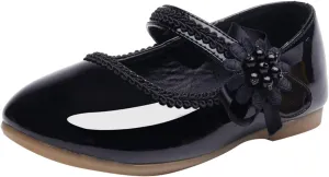 Toddler Girls Dress Shoes Toddler Kid Mary Jane with Pearls Low Heels Pumps for Flower Girl Wedding Party
