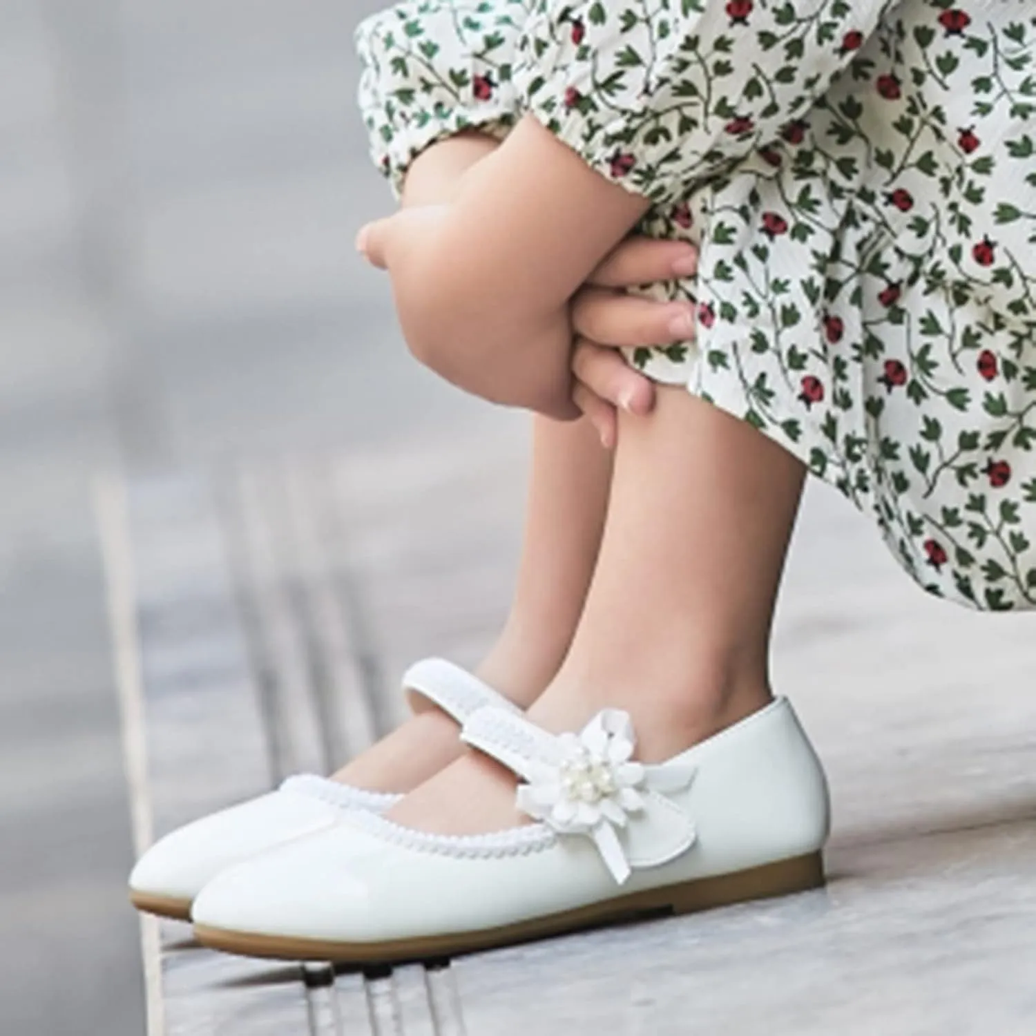 Toddler Girls Dress Shoes Toddler Kid Mary Jane with Pearls Low Heels Pumps for Flower Girl Wedding Party