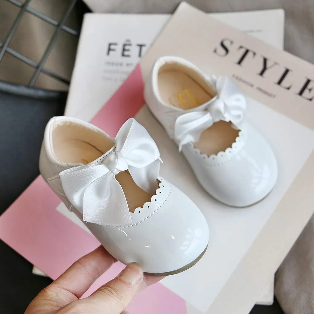 Toddler Girls Patent Bow Mary Jane Ballet Flats Flower Girl Dress Shoes Wedding Party School Shoes Baby Church Shoes
