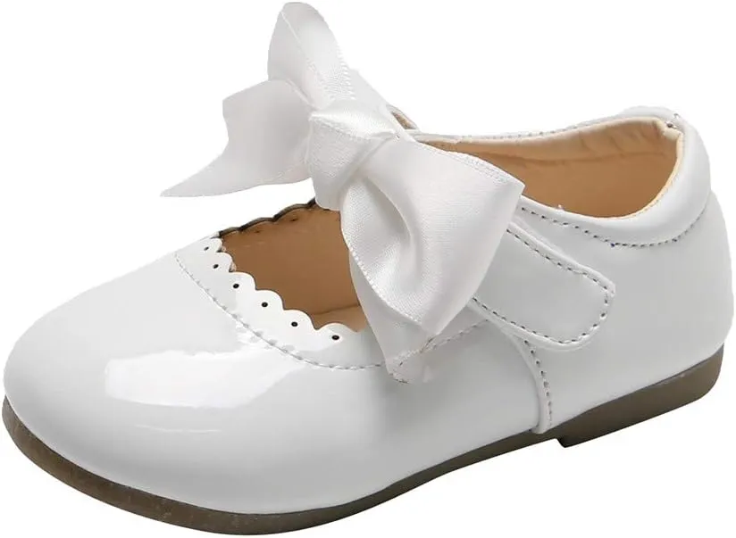 Toddler Girls Patent Bow Mary Jane Ballet Flats Flower Girl Dress Shoes Wedding Party School Shoes Baby Church Shoes