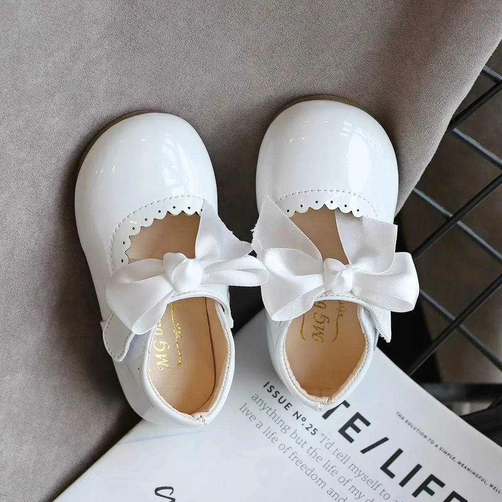 Toddler Girls Patent Bow Mary Jane Ballet Flats Flower Girl Dress Shoes Wedding Party School Shoes Baby Church Shoes