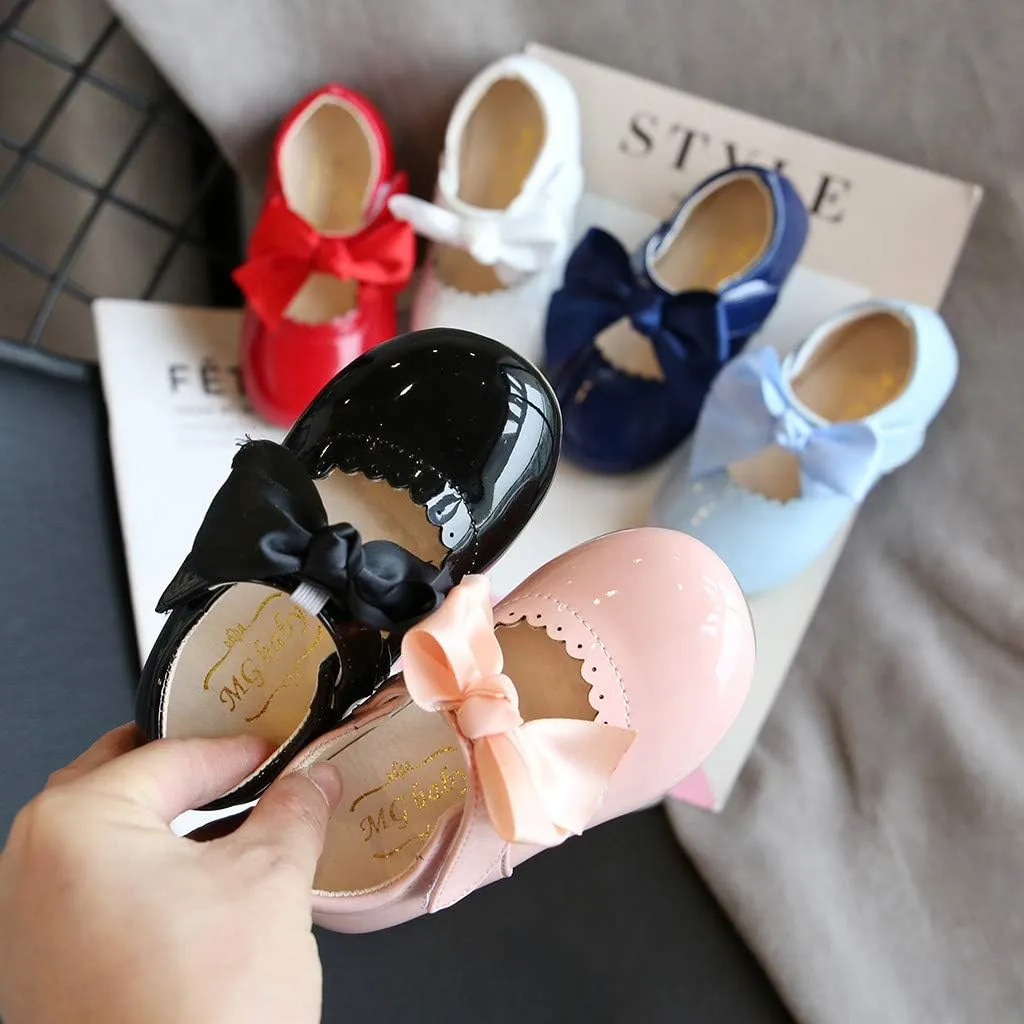 Toddler Girls Patent Bow Mary Jane Ballet Flats Flower Girl Dress Shoes Wedding Party School Shoes Baby Church Shoes