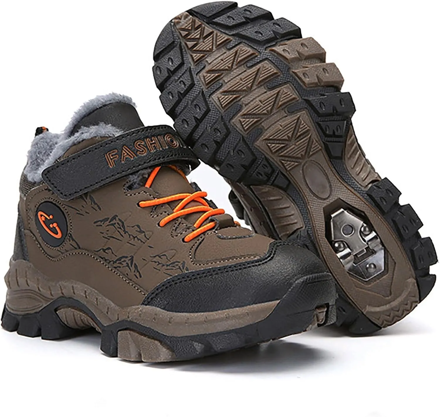 Toddler Snow Boots Cozy Fleece Snow Boots Non-Slip Walking Shoes Faux Fur Lined Outdoor Ankle Boots Hiking Shoes