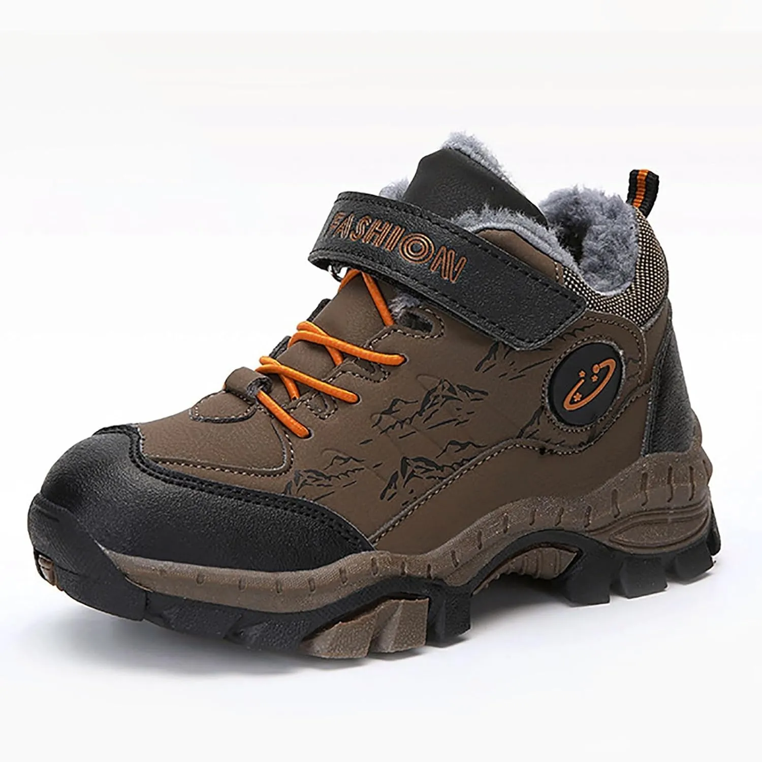 Toddler Snow Boots Cozy Fleece Snow Boots Non-Slip Walking Shoes Faux Fur Lined Outdoor Ankle Boots Hiking Shoes