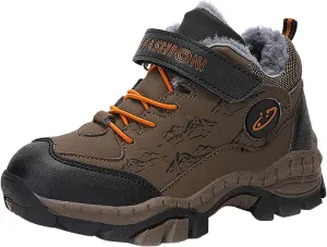 Toddler Snow Boots Cozy Fleece Snow Boots Non-Slip Walking Shoes Faux Fur Lined Outdoor Ankle Boots Hiking Shoes