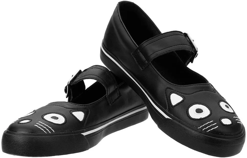 T.U.K. Shoes Kitty Face Black Mary Janes for Women