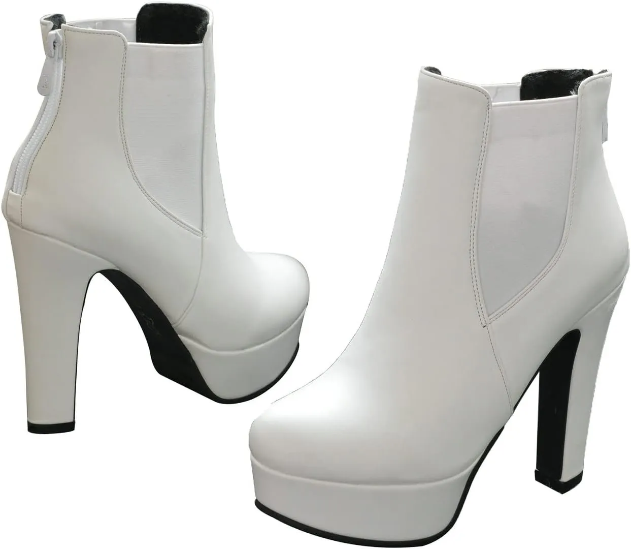 UniqueStride Womens Block High Heel Chelsea Booties Chunky Platform Ankle Boots