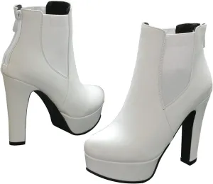 UniqueStride Womens Block High Heel Chelsea Booties Chunky Platform Ankle Boots