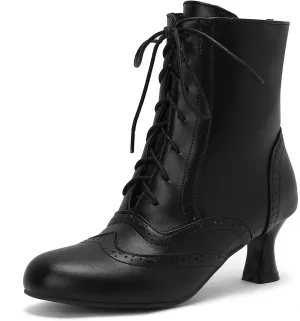 Victorian Boots for Women Vintage Lace Up Ankle Boots Costume Goth Booties Halloween Witch Stuff Cuban Heel Granny Boots