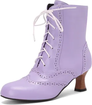 Victorian Boots for Women Vintage Lace Up Ankle Boots Costume Goth Booties Halloween Witch Stuff Cuban Heel Granny Boots