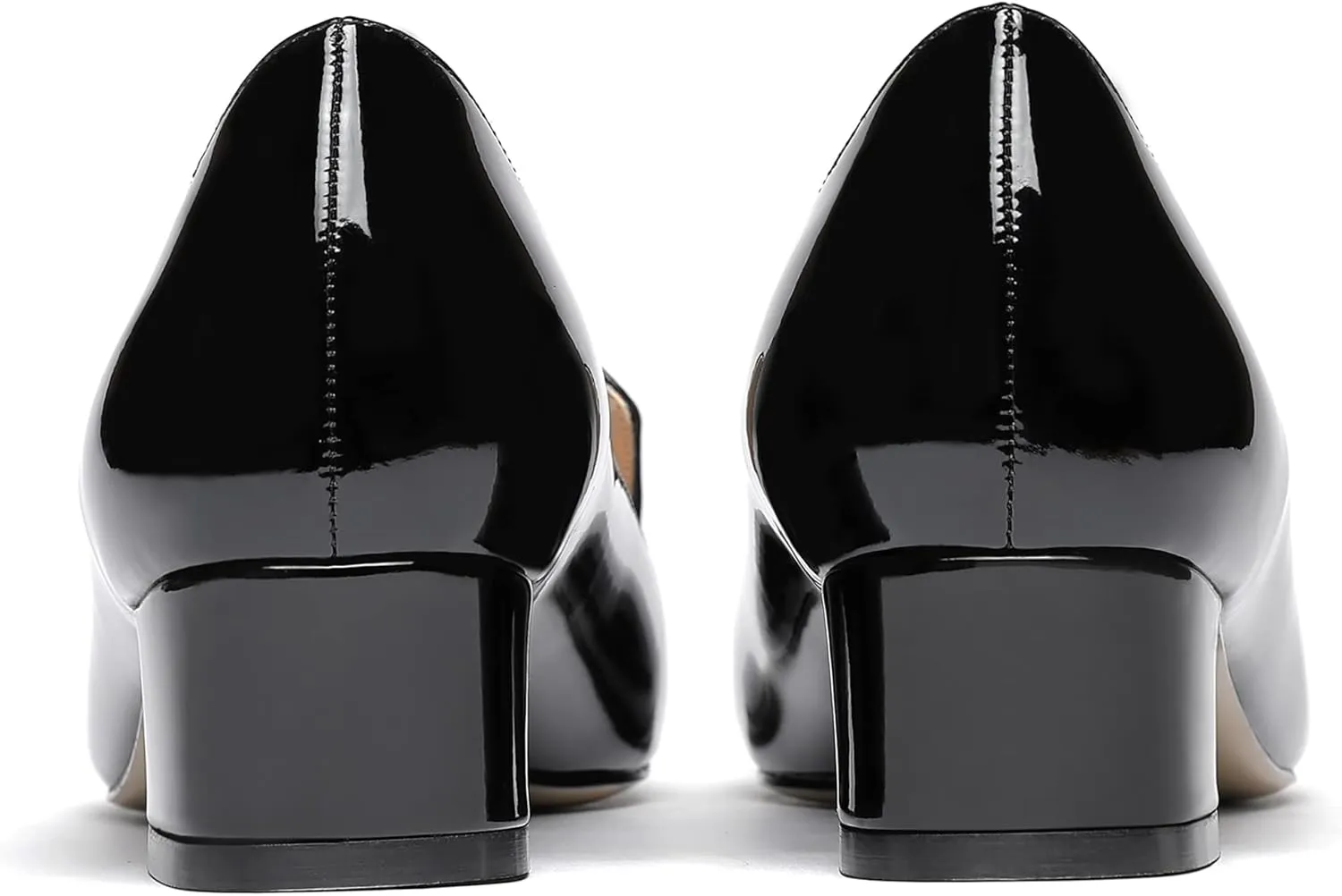WAYDERNS Women's Patent Square Toe Slip On Mules Chunky Low Heel Pumps Shoes 1.5 Inch
