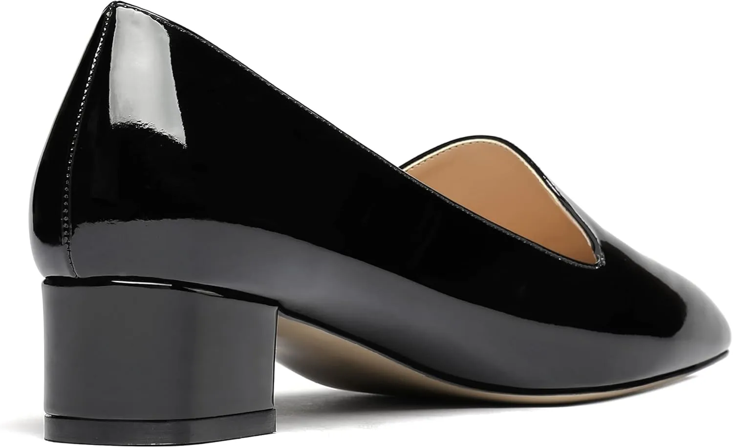WAYDERNS Women's Patent Square Toe Slip On Mules Chunky Low Heel Pumps Shoes 1.5 Inch