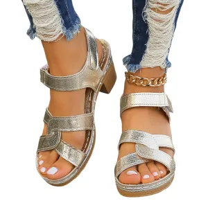 Women Open Toe Platform Heeled Sandals Chunky Block High Heels Buckle Ankle Strap Summer Sandals Fashion Dress Roman Shoes
