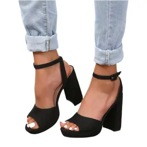 Women Platform Heeled Sandals Open Toe Chunky Block High Heels Buckle Ankle Strap Summer Sandals Party Wedding Work Dress Shoes