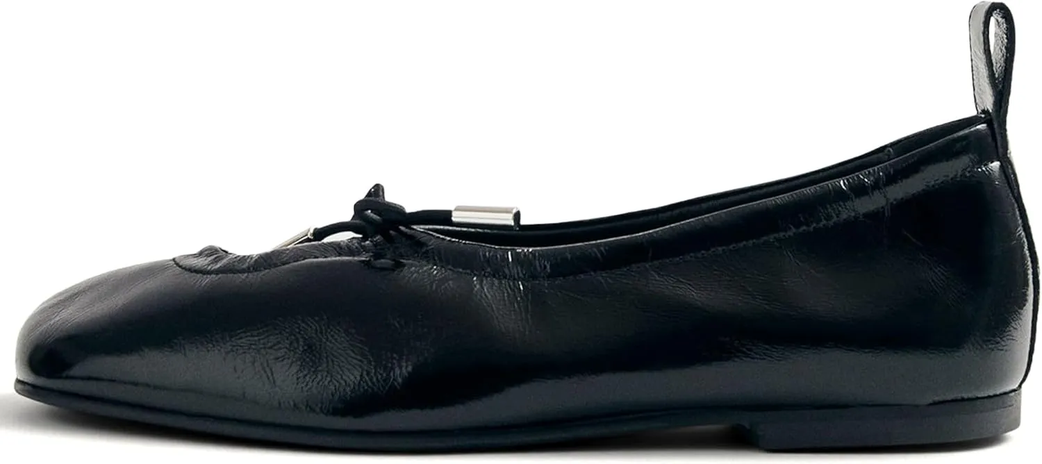 Womens Bow Ballet Flats Cute Square Toe Lace Up Bow Mary Jane Flats Slip On Casual Mary Ballerina Shoes