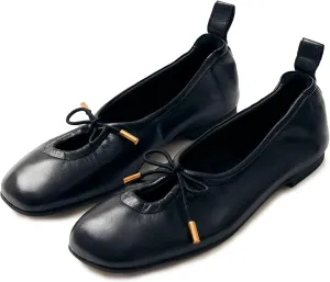 Womens Bow Ballet Flats Cute Square Toe Lace Up Bow Mary Jane Flats Slip On Casual Mary Ballerina Shoes
