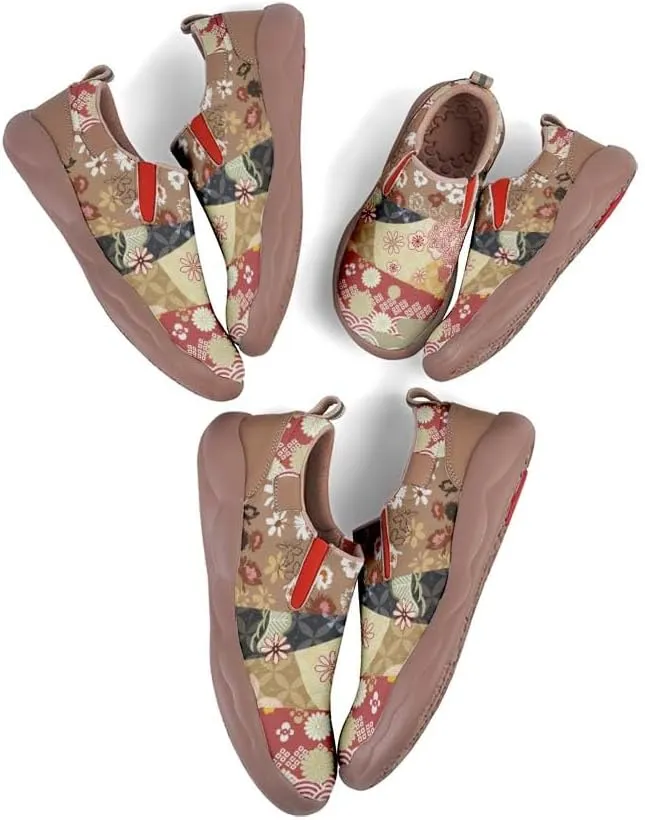 Women's Casual Loafers Floral Art Slip On Sneakers Travel Shoes