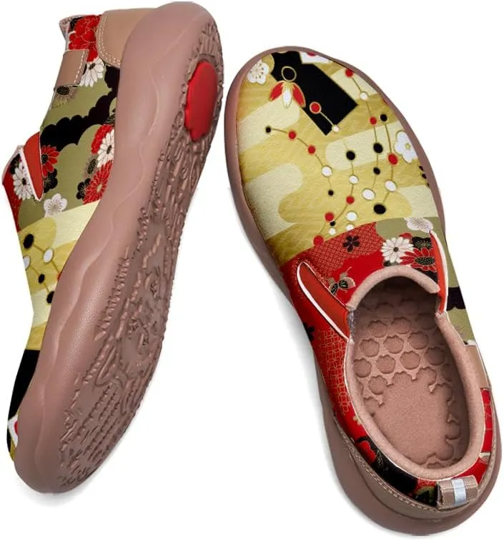 Women's Casual Loafers Floral Art Slip On Sneakers Travel Shoes