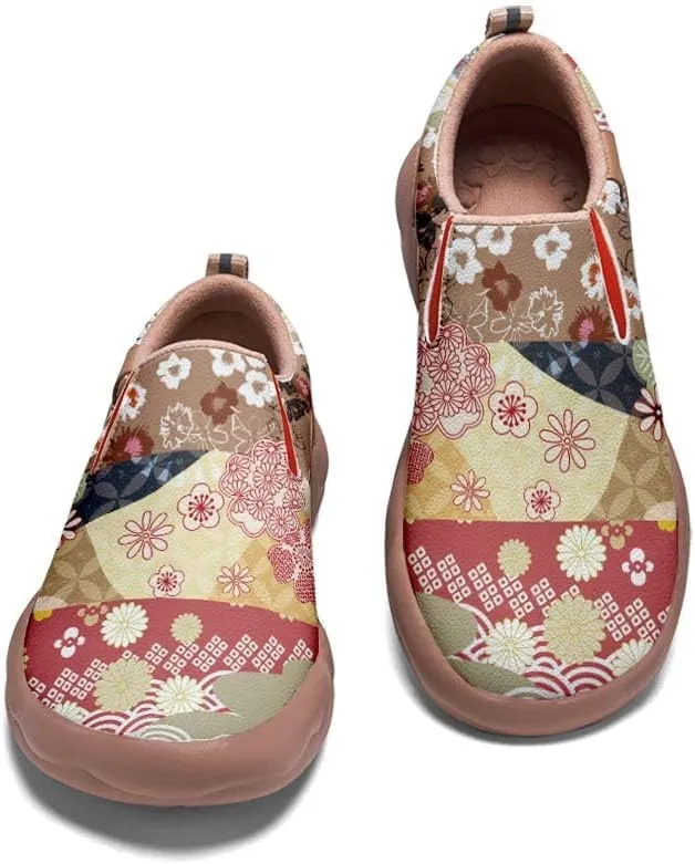 Women's Casual Loafers Floral Art Slip On Sneakers Travel Shoes
