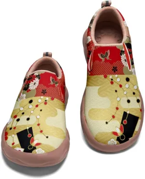 Women's Casual Loafers Floral Art Slip On Sneakers Travel Shoes
