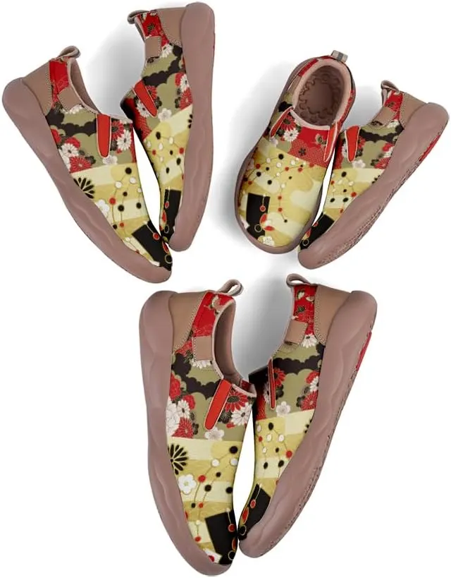 Women's Casual Loafers Floral Art Slip On Sneakers Travel Shoes