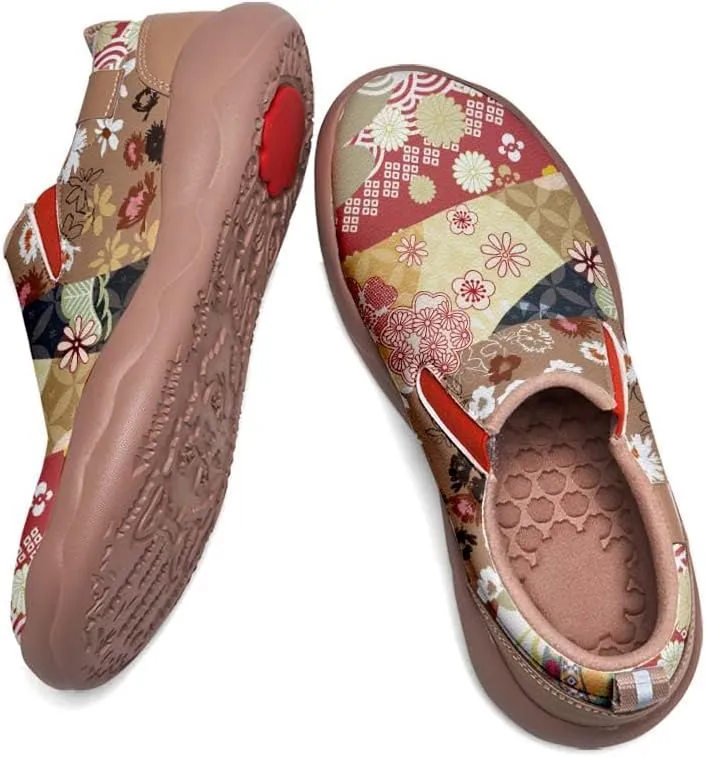 Women's Casual Loafers Floral Art Slip On Sneakers Travel Shoes