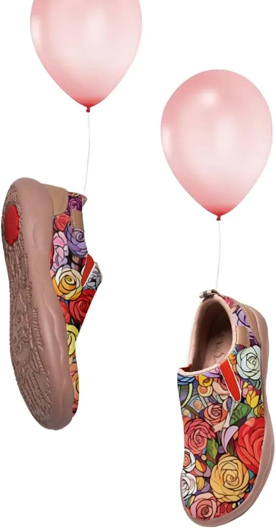 Women's Casual Loafers Floral Art Slip On Sneakers Travel Shoes