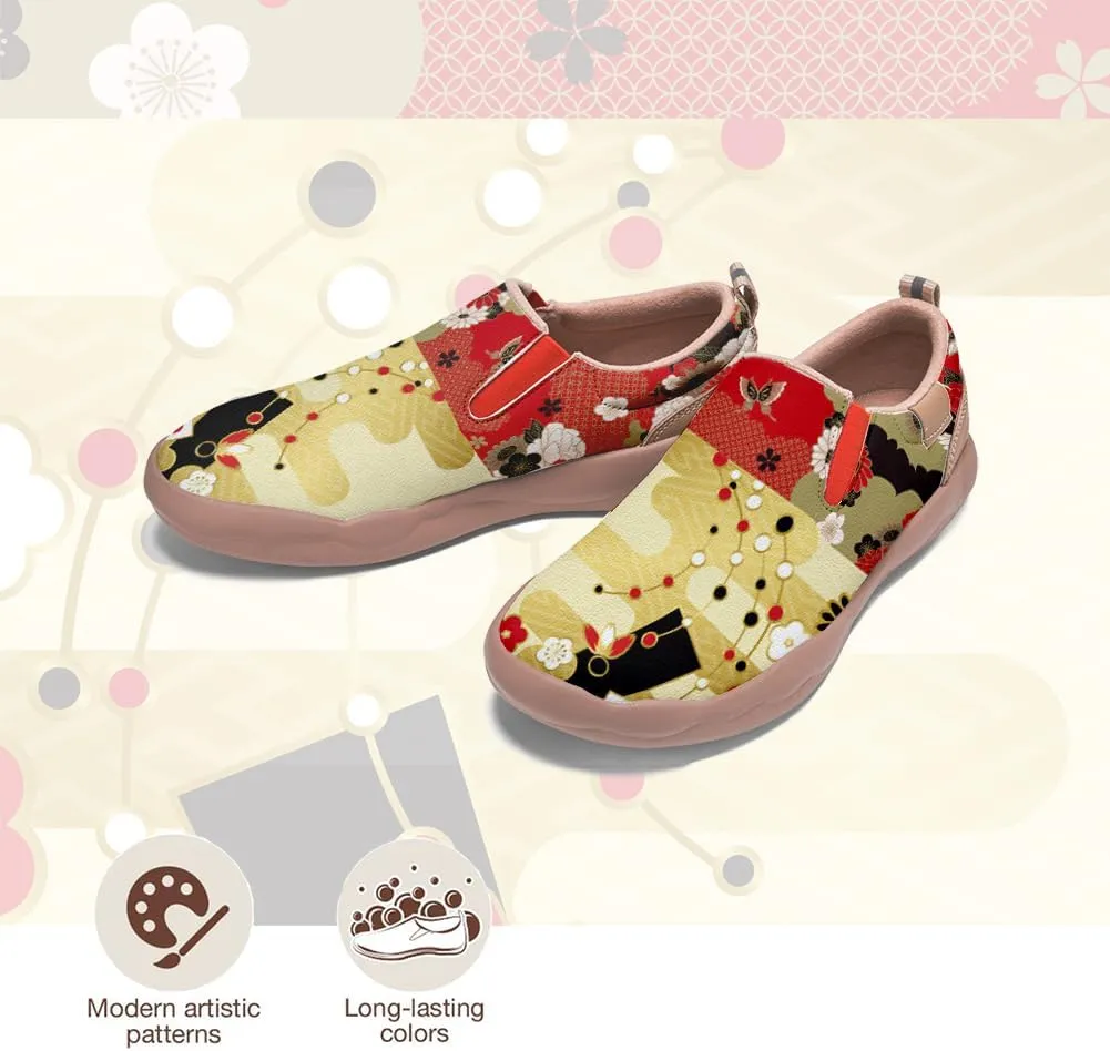 Women's Casual Loafers Floral Art Slip On Sneakers Travel Shoes