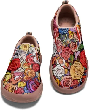 Women's Casual Loafers Floral Art Slip On Sneakers Travel Shoes