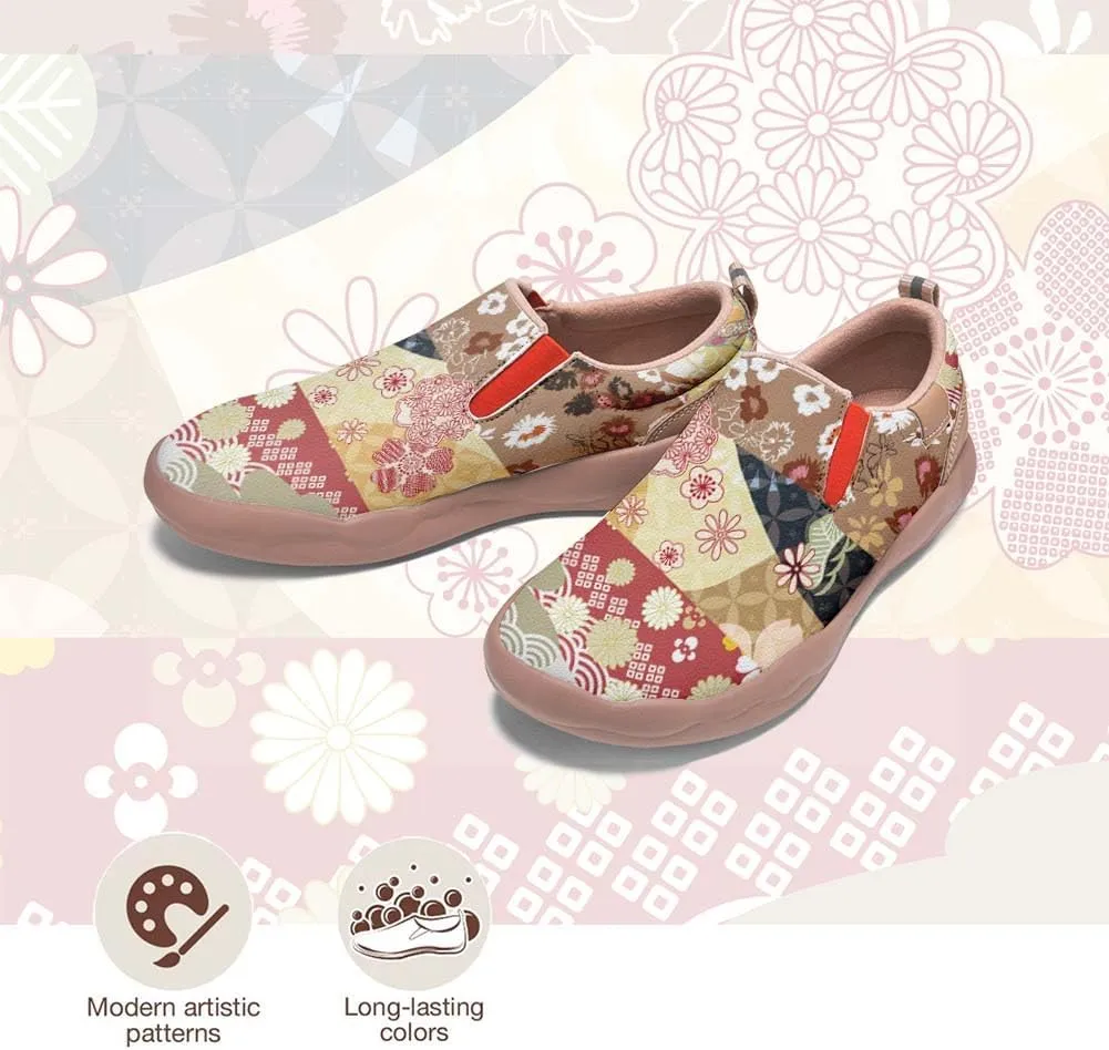 Women's Casual Loafers Floral Art Slip On Sneakers Travel Shoes