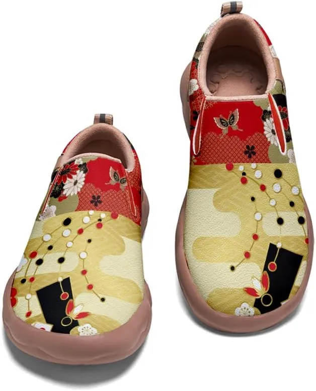 Women's Casual Loafers Floral Art Slip On Sneakers Travel Shoes