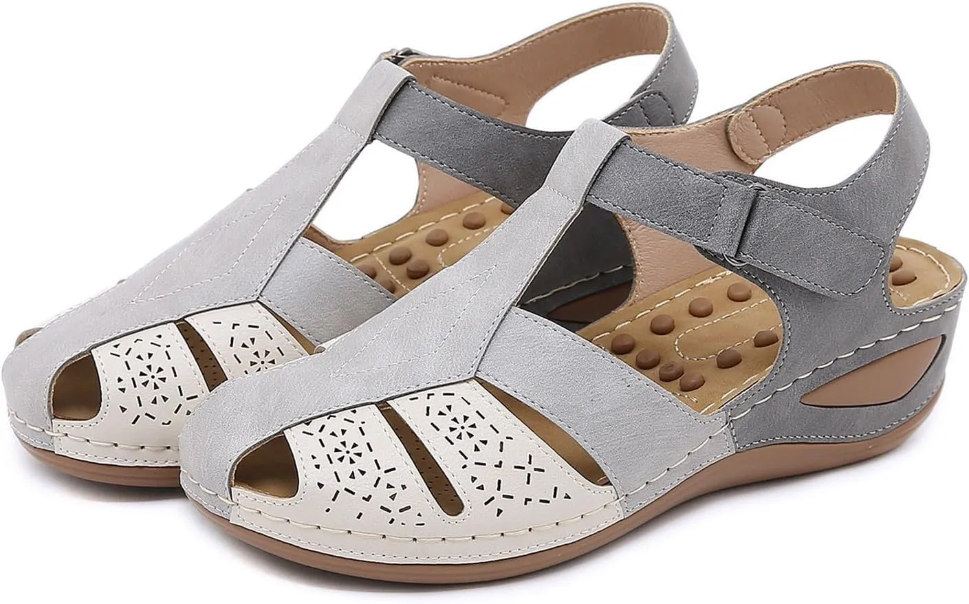Women's Causal Closed Toe Wedges Sandals Summer Comfortable Ankle Strap Beach Dressy Sandal Water Slides Women