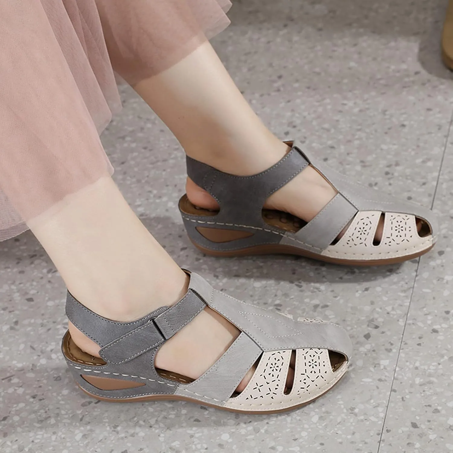 Women's Causal Closed Toe Wedges Sandals Summer Comfortable Ankle Strap Beach Dressy Sandal Water Slides Women