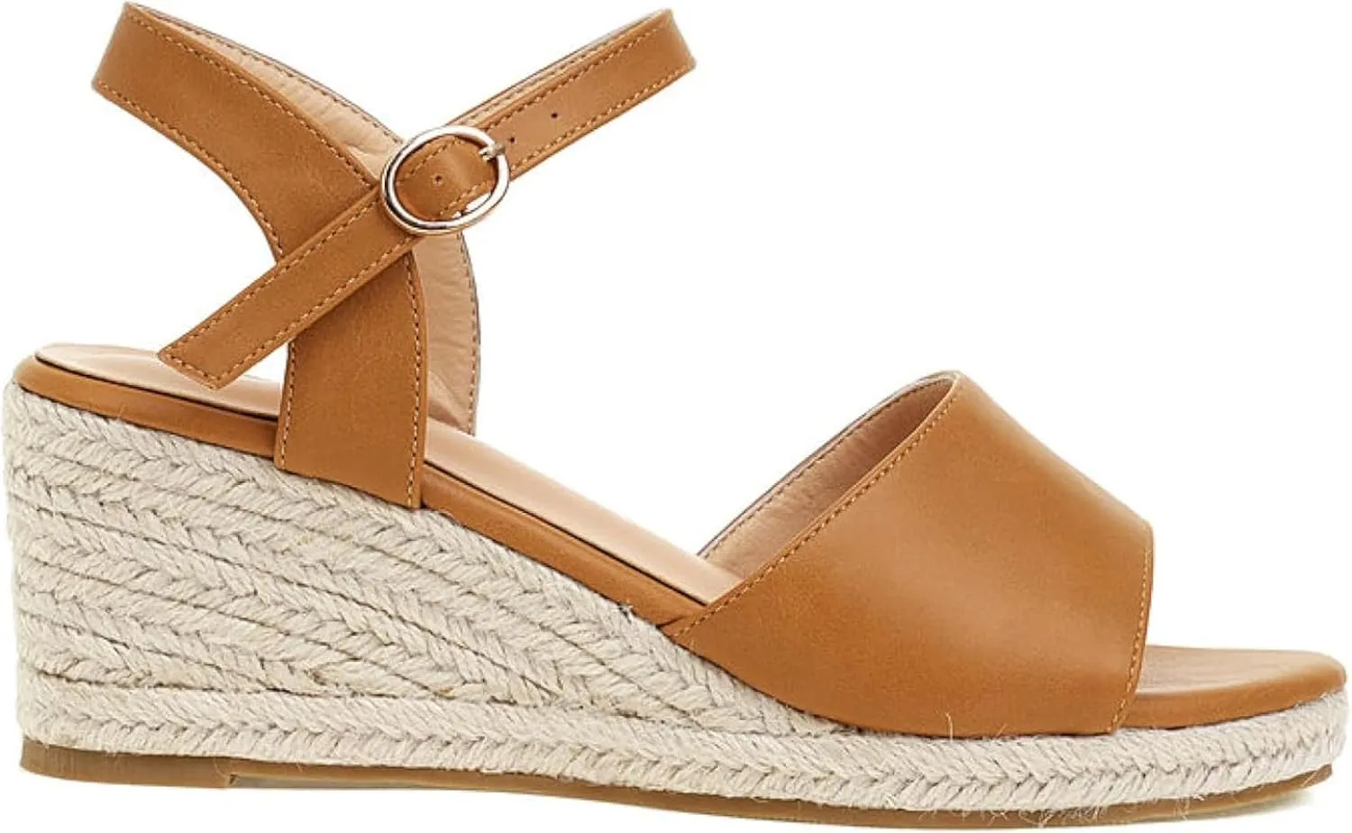 Women's Dress Platform Canvas Sandals Comfortable Open Toed Ankle Strap Low Slope Sandals